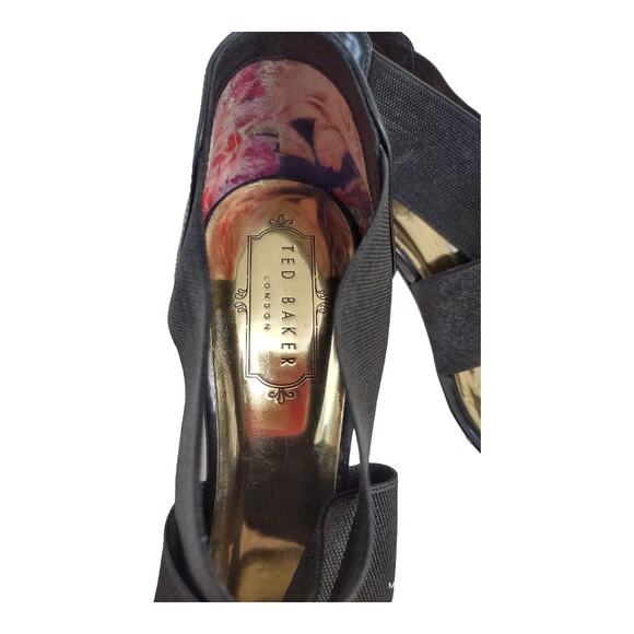 TED BAKER Black Skinny Stiletto Heels US Size 8.5 Elasticized Straps EU Size 39 - Picture 9 of 14